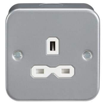 Metal clad 13A 1G Unswitched Socket - Single 1 Gang