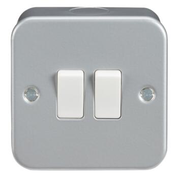 Metal Clad 10AX 2 Way Switches - Double 2 Gang