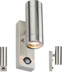 Stainless Steel Up & Down Outdoor LED Wall Light with PIR Motion Sensor - Stainless Steel