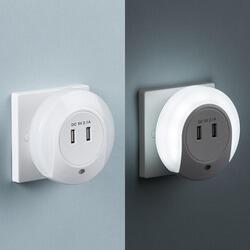 Plug in LED Night Light with Dual USB Charger Ports 5V DC 2.1A (shared) NL002 