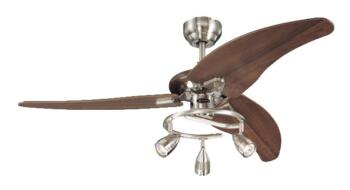 Westinghouse Elite Ceiling Fan with Light - 48" Brushed Nickel and Weathered Maple