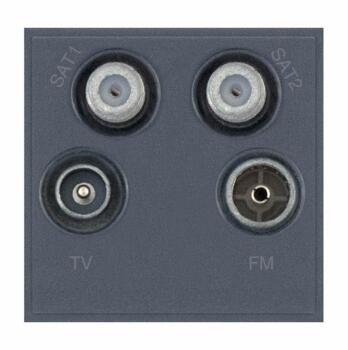 Eurodata Module 2 x Coaxial Male & Female + 2 x F-Type Satellite Isolated with Faraday Cage - Grey