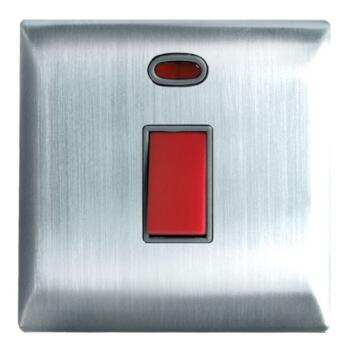 Screwless 45A 1 Gang DP Switch - Brushed S/Steel - Brushed Stainless Steel