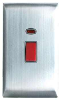 Screwless 45A 2 Gang DP Switch - Brushed S/Steel - Brushed Stainless Steel