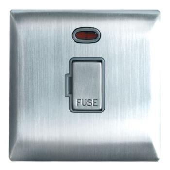 Screwless 13A Unswitched Fused Spur - Neon - BSS - Brushed Stainless Steel