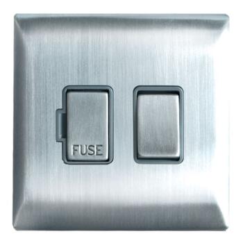 Screwless 13A DP Switched Fused Spur - Brushed S/S - Brushed Stainless Steel