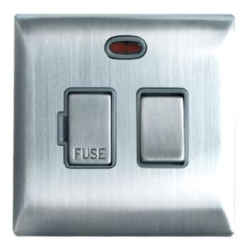 Screwless 13A DP Switched Fused Spur - Neon - BSS - Brushed Stainless Steel