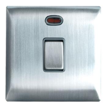 Screwless 20A DP Switch - Neon - Brushed S/Steel - Brushed Stainless Steel