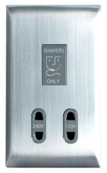 Screwless Shaver Socket - Brushed S/Steel - Brushed Stainless Steel