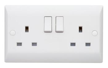 Silk 13A Double Switched Socket - White - Slimline White