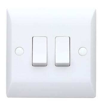Silk 2 Way Double Light Switch - White - Slimline White