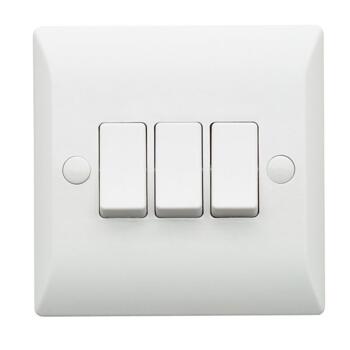Silk 2 Way Triple Light Switch - White - Slimline White
