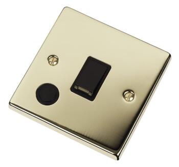 Polished Brass 20A DP Switch - Flex Out - With Black Interior