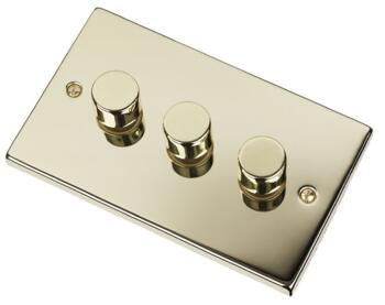 Polished Brass Dimmer Switch - Triple 3 Gang 2 Way - Polished Brass