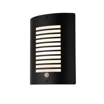 Sigma Single Light Panel Slatted Outdoor Wall Fitting In Black Finish With PIR Sensor - ZN-28708-BLK