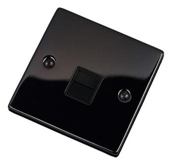Black Nickel Telephone Socket - Single Secondary - With Black Interior