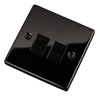 Black Nickel Double RJ45 Data Socket Outlet  - With Black Interior
