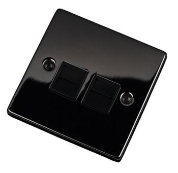 Black Nickel Double Telephone Socket - Master - With Black Interior