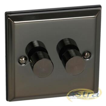 Cabarita 2 Way Double Dimmer Switch - Black Nickel - With Black Interior