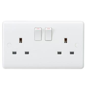 White 13A Double Switched Socket - 2 Gang  - Double Pole