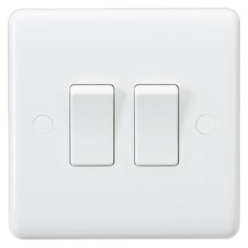 White 10a Light Switch - 2 Gang 2 Way