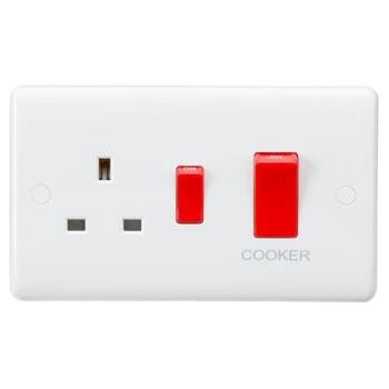 White 45A DP Cooker Control Switch  - 13a Socket