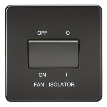 Screwless Matt Black Fan Isolator Switch - Single