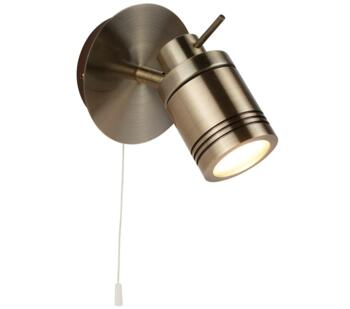 Antique Brass Wall SpotLight With Pullswitch - 6601AB