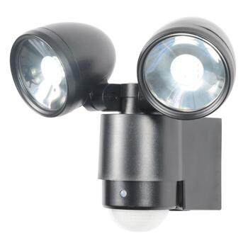 Black IP44 LED Twinspot Floodlight With PIR Sensor - Black Finish