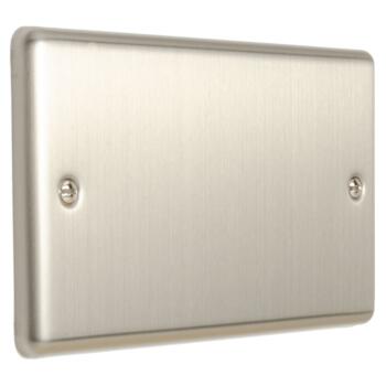 Satin Stainless Steel & Grey Blank Plate	 - 2 Gang Double