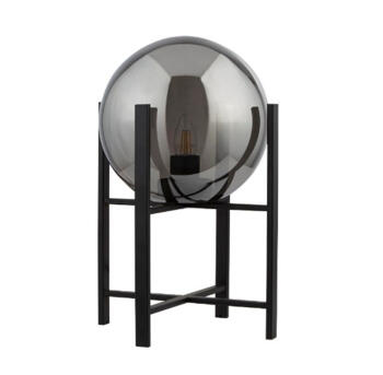  Matt Black Table Lamp 4 Leg Base With Round Smokey Glass Shade - 1029-1SM
