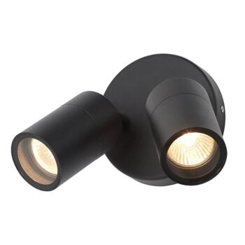 Matt Black IP44 GU10 LED Twin Spotlight - ZN-34018-SBLK