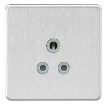 Screwless Brushed Chrome 5A Unswitched Sockets - 5A Unswitched Socket With Grey Insert