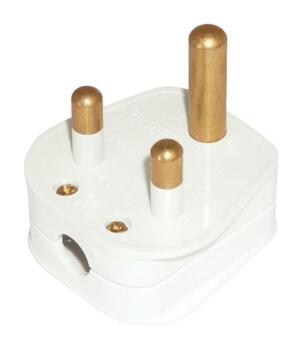Screwless Matt White Round Pin Lighting Socket - 5A Plugtop White