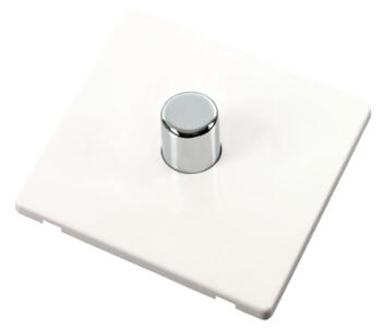 Screwless White & Chrome Dimmer Plate - 1 Gang Single