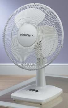 9" Oscillating Desk Fan - 360mm High - White Finish