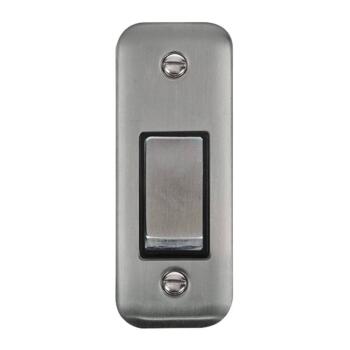 Curved Stainless Steel Architrave Light Switch - With Black Interior