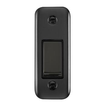 Curved Black Nickel Architrave Light Switch - With Black Interior