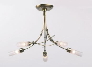 Bamboo Style 5 Light Ceiling Fitting - Clearance - Antique Brass Finish
