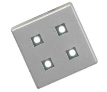 LED Kitchen Plinth 4 Light Square - Satin Silver  - Pack Of 4 x Lights With White LED