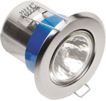 Flameguard GU10/240V Fire-Rated Fixed Downlight - Satin Chrome