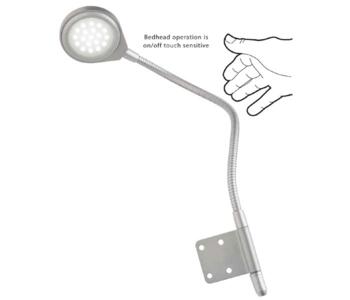 LED Flexible Bedhead Overhead Light - On/Off Touch - Satin Silver