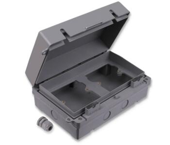 IP65 Exterior Accessory Box - 2 Gang Dual - Grey