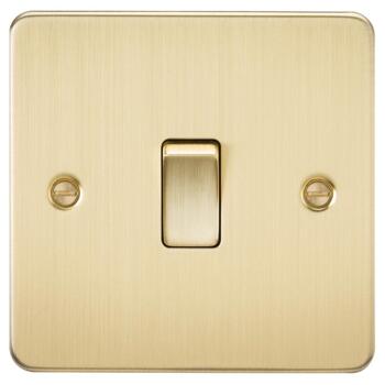 Flat Plate Brushed Satin Brass 20 Amp DP Switches - 1 Gang DP Switch