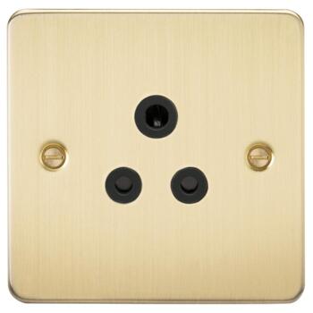 Flat Plate Brushed Satin Brass 5a Lighting Socket - Unswitched