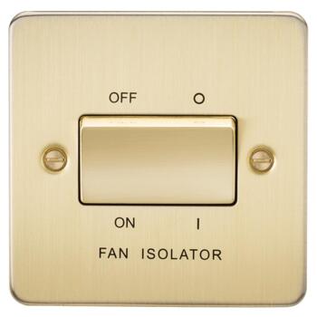 Flat Plate Brushed Satin Brass Fan Isolator switch - Triple Pole