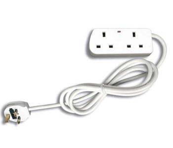Extension Lead - 13A 2 Gang Double - White - With  3m Long Lead