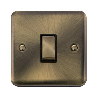 Curved Antique Brass Light Switch - Single 1 Gang 2 Way