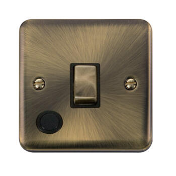 Curved Antique Brass 20A DP Isolator Switch - With Flex Outlet