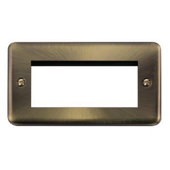 Curved Antique Brass Euro Data Plate - 4 Module Double Plate